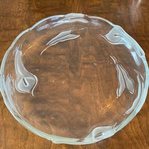 Vintage Mikasa Flair round platter frosted glass calla lily
